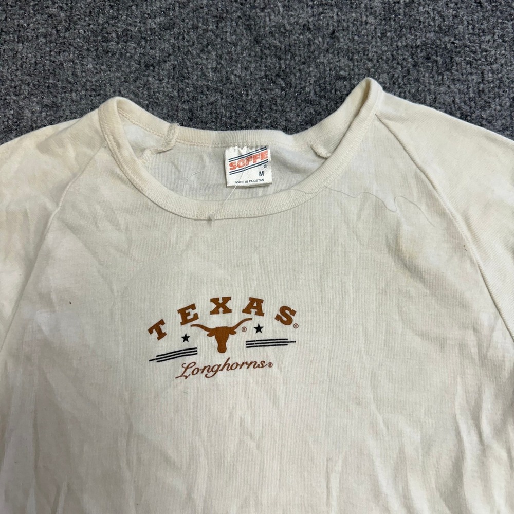 Soffe T-Shirt Womens Size M Cream Texas Longhorns Combed Cotton Graphic Tee